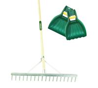 Pegdev - Pdl - 18 Tooth Aluminium Landscape Rake With Leaf Scoop Grab Hands - Efficient Garden Maintenance Set.