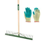 Pegdev - Pdl - 18-Tooth Metal Landscape Rake With Grading Bar & Gardening Gloves (Med/large) - Garden Tool Set.