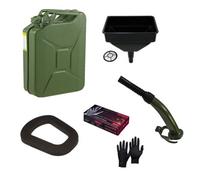Pegdev - Pdl - 20L Heavy Duty Jerry Can With Funnel, Metal Spout, Replacement Seal & Nitrile Gloves - Un Certified