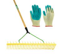Pegdev - Pdl - 32 Tooth Polypropylene Landscape Rake With Gardening Gloves - Professional Ground Care Essential Kit.