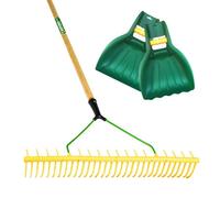 Pegdev - Pdl - 32 Tooth Polypropylene Landscape Rake With Leaf Scoop Grab Hands - Efficient Garden Tool Set.