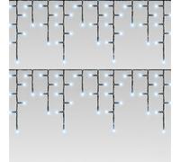 Pegdev - Pdl Cool White Led Icicle Lights Black Rubber Cable 60 40 20Cm Drop Outdoor Indoor Connectable Durable System 9M