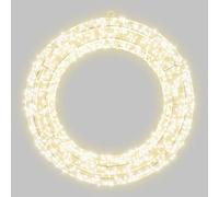 PDL - PegDev - Elegant Christmas Wreath Pre-Lit LED Decoration with 1440 Warm White LEDs, 50cm, 5m Lead, Timer, White Wire Frame - Indoor & Outdoor Use