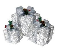 Pegdev - Pdl - Festive Set Of 3 Led Light Up Christmas Boxes, Battery Operated, Timer, 8 Patterns, 60 Leds - Indoor/outdoor Décor