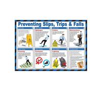 PDL - Pegdev - First Aid Laminated Health & Safety Poster A2 - Prevent Slips, Trips & Falls.