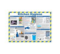 PDL - Pegdev - First Aid Laminated Health & Safety Poster - Kitchen Hygiene Guide, A2 Landscape Durable Hazard Sign.