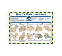 Pegdev - Pdl - First Aid Laminated Health & Safety Poster - Wash Your Hands A2 Landscape Durable Hazard Sign.