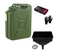 Pegdev - Pdl - Heavy Duty 20L Jerry Can With Funnel & Nitrile Gloves Set, Un Certified Steel Container, Fuel Storage & Transport