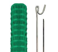 Pegdev - Pdl - Highly Durable Green Plastic Barrier Fencing, Mesh With Steel Fence Pins - Heavy Duty Fencing 100 Metres 50 Pins