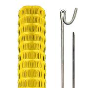Pegdev - Pdl - Highly Durable Yellow Plastic Barrier Fencing, Mesh With Steel Fence Pins - Heavy Duty Fencing 25 Metres 20 Pins