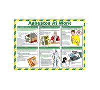 PDL - Pegdev - Laminated First Aid Health & Safety Poster A2 Landscape - Asbestos at Work - Durable Hazard Sign.