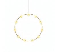 Pegdev - Pdl Outdoor Christmas Led Metal Wreath Ring Warm White Lights With 8 Functions Indoor Outdoor Festive Decoration 55Cm