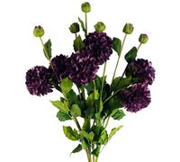 Pegdev - Pdl - Pack Of 6 Artificial Dahlia Pompom Stems 75Cm Purple Silk Flowers For Home Décor