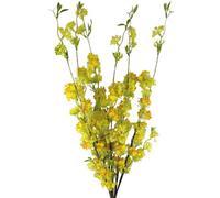 Pegdev - Pdl - Pack Of 6 X 100Cm Blossom Spray Stems Yellow Silk And Plastic Flowers With Wired Shapable Stems