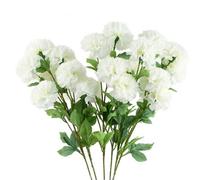 Pegdev - Pdl - Pack Of 6 X 70Cm Artificial Carnation Stems White With 24 Silk Flowers For Home Decorations