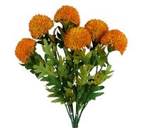 Pegdev - Pdl - Pack Of 6 X 70Cm Large Ball Dahlia Yellow Stems With Silk Leaves And Wired Shapable Stems