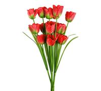 Pegdev - Pdl - Pack Of 6 X 80Cm Artificial Red Tulip Stems With Silk Flowers For Home Office Or Wedding Décor