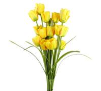 Pegdev - Pdl - Pack Of 6 X 80Cm Artificial Yellow Tulip Stems With Silk Flowers For Home Office Or Wedding Décor