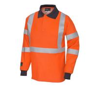 PDL - Pegdev - Progarm Men's Long Sleeve FR ARC Polo Shirt - Hi-Vis, Flame Resistant, and Stylish for Industrial Safety in Rail, Utilities. (2XL) Orange