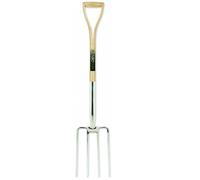 Pegdev Stainless Steel Garden Fork with YD Ash Handle for Soil Aeration in Light Oak Pegdev Light Oak