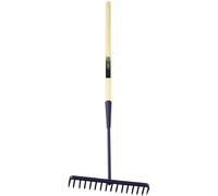 Pegdev Tarmac Rake Wooden Handle 16 Teeth Heavy Duty in Blue Pegdev Blue