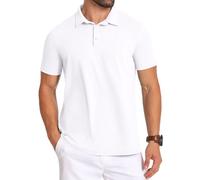 PEGENO Golf Shirts for Men Moisture Wicking Short Sleeve Performance Dry Fit Active Men Apparel White XL