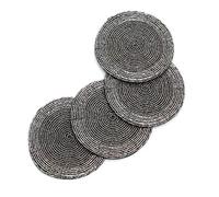 Peggy Wilkins Bliss Beaded Christmas Set of 4 Coasters - Silver