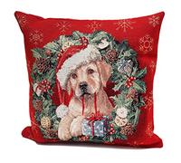Peggy Wilkins Buddy The Labrador Christmas Tapestry Cushion