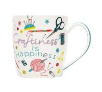 Peggy Wilkins Craft Mug - “Craftiness is Happiness” Ceramic Tea & Coffee Mug - Crafting Themed Gift Mug - Microwave & Dishwasher Safe - 300ml - Gift Boxed
