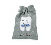 Peggy Wilkins First Tooth Keepsake Gift Pouch - Blue in Grey Peggy Wilkins Grey