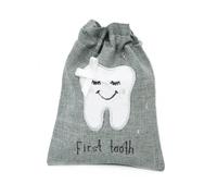 Peggy Wilkins First Tooth Keepsake Gift Pouch - Pink in Grey Peggy Wilkins Grey