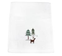 Peggy Wilkins Frosted Forest Christmas Stag Embroidered 100% Cotton Guest Towel - 30cm x 50cm