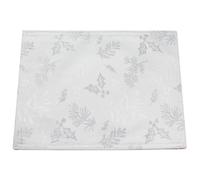 Peggy Wilkins Textiles Winter Hedgerow Sparkly Christmas Damask Tablecloth - White/Silver - 53" x 88"
