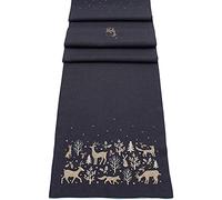 Peggy Wilkins Woodland Way Embroidered Christmas Tree Table Runner 14" x 75" Pewter/Copper