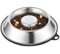 PEGGY11 Stainless Steel Slow Feeder Dog Bowls, Food Grade, BPA Free, Dishwasher Safe, Nonslip Rubber Bottom, Non Tip Base, Metal Slow Feed Bowls for Fast Easter, 475ml