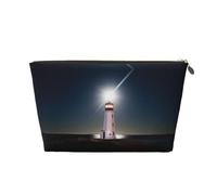 Peggy's Cove Lighthouse Leather Makeup Bag, Travel Cosmetic Toiletry Bag for Women, Large Capacity Makeup Pouch, Zipper Makeup Bag Organizer