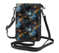 Pegqcvam Black Gold Marbled Small Cell Phone Purse, Floral Print Crossbody Bag, Pu Leather Mini Wallet With Shoulder Strap, Secure Magnetic Closure.