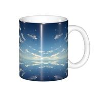 PEGQCVAM Blue sky and white clouds Mugs.All-Over Print Ceramic Coffee Mug - Non-Slip Base, Comfort Handle, Dishwasher Safe.