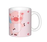 PEGQCVAM cartoon flying pig Mugs.All-Over Print Ceramic Coffee Mug - Non-Slip Base, Comfort Handle, Dishwasher Safe.