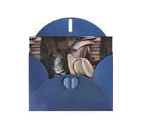 PEGQCVAM Cowboy Black Hat Western Boots Greeting card.Blue Luxury Pearlescent Greeting Card, Premium Cardstock for All Occasions