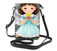 Pegqcvam Cute Little Angel Small Cell Phone Purse, Floral Print Crossbody Bag, Pu Leather Mini Wallet With Shoulder Strap, Secure Magnetic Closure.