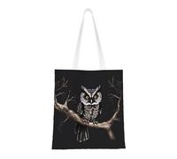 PEGQCVAM Late Night Owl Totes.Printed Canvas Tote Bag.Lightweight Heavy Duty Polyester, Dual Handles for Everyday Use.