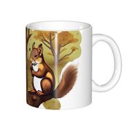 PEGQCVAM Nut-eating squirrel Mugs.All-Over Print Ceramic Coffee Mug - Non-Slip Base, Comfort Handle, Dishwasher Safe.