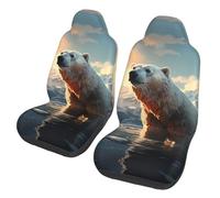 PEGQCVAM Polar Bear in Winter Car Seat Covers. Stretch Polyester Fabric for A Secure Fit in Cars, Suvs, and Trucks.