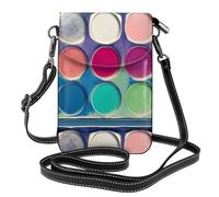 Pegqcvam Round Color Palette Small Cell Phone Purse, Floral Print Crossbody Bag, Pu Leather Mini Wallet With Shoulder Strap, Secure Magnetic Closure.