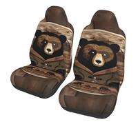 PEGQCVAM Rustic Lodge Bear Car Seat Covers. Stretch Polyester Fabric for A Secure Fit in Cars, Suvs, and Trucks.