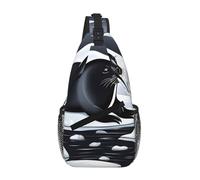 PEGQCVAM Seals On Ice Cross Chest Bag Diagonally. Large Capacity, Adjustable Shoulder Straps, Cup Holders And Umbrella Holders On Both Sides.