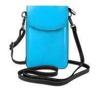 Pegqcvam Solid Color Light Blue Small Cell Phone Purse, Floral Print Crossbody Bag, Pu Leather Mini Wallet With Shoulder Strap, Secure Magnetic Closure.