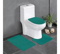 Pegqcvam Solid Dark Green 3 Piece Bathroom Rugs Set, Fully Printed, Soft Non-Slip Mats, Suitable for Bathrooms, Toilets and Floors.
