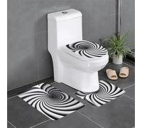 Pegqcvam Spiral Optical Illusion GIF 3 Piece Bathroom Rugs Set, Fully Printed, Soft Non-Slip Mats, Suitable for Bathrooms, Toilets and Floors.